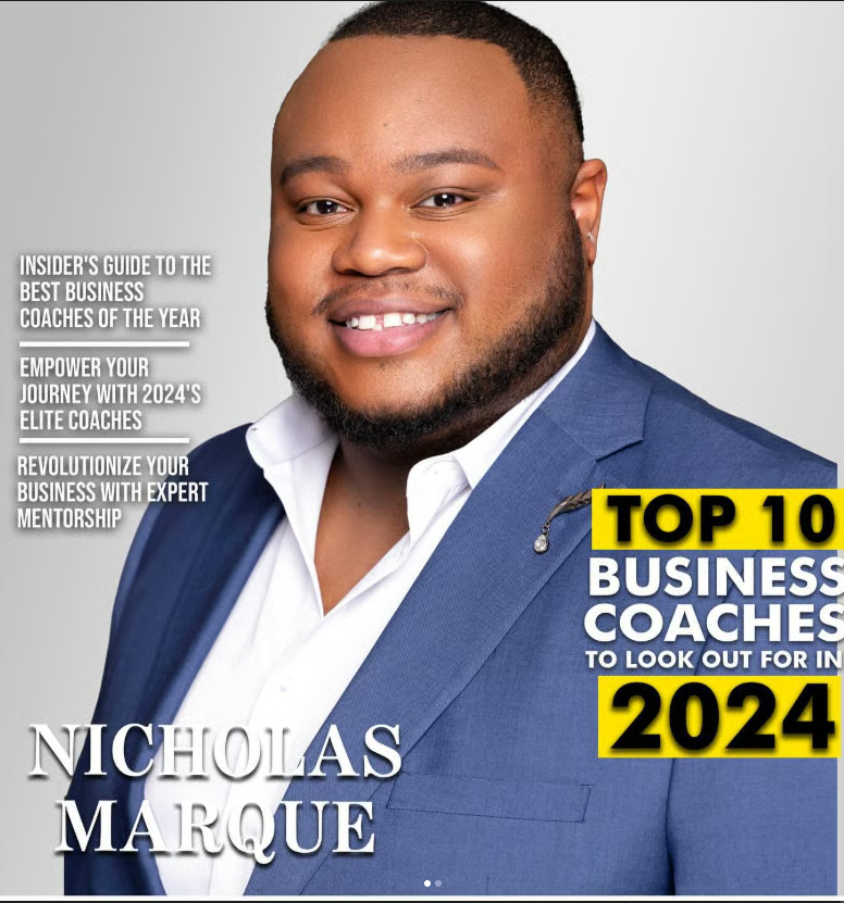 Nicholas Marque featured on Top 10 Business Coaches to look out for in 2024 magazine cover